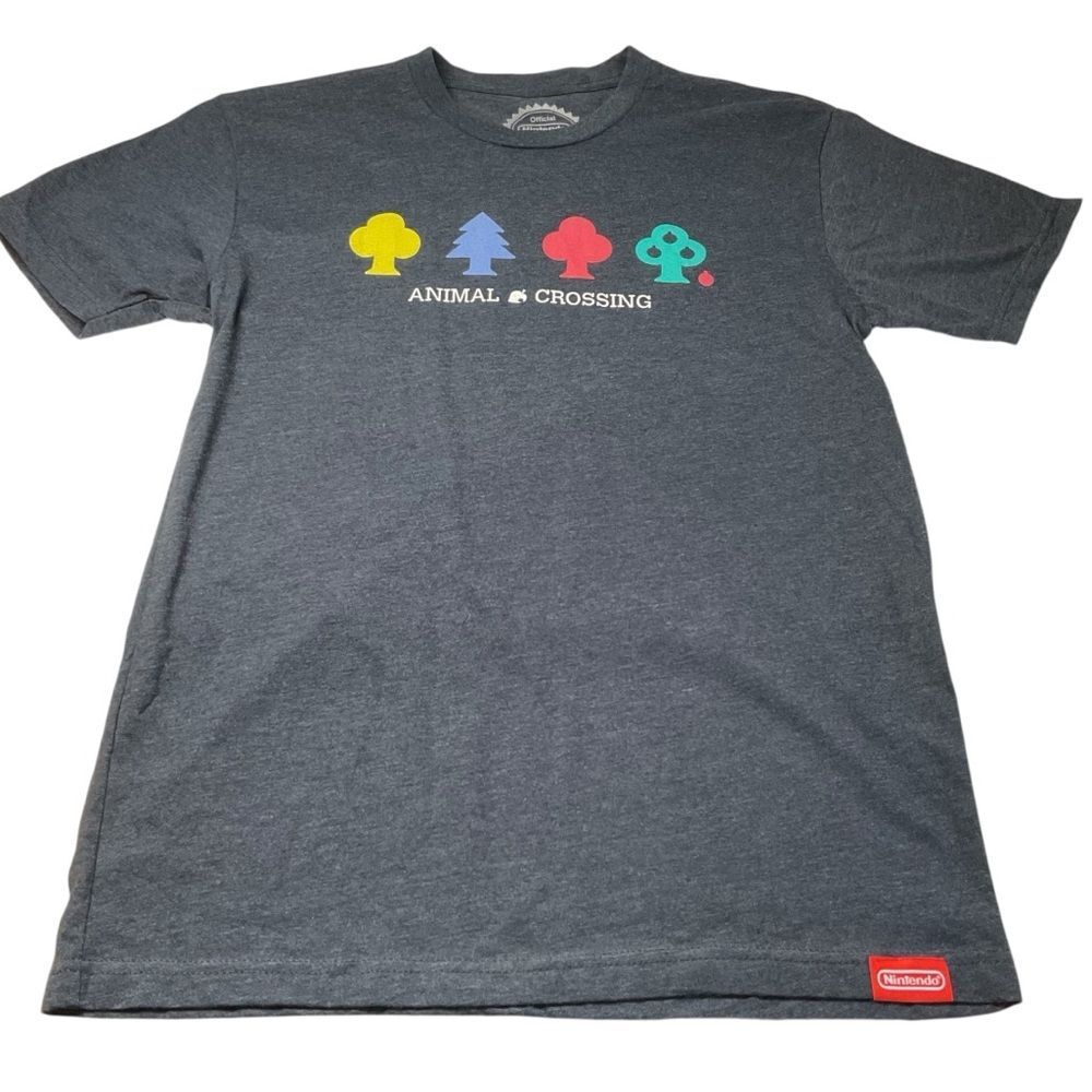 NWT Ninetendo Official Animal Crossing Graphic Blue Gray Short Sleeve Tee Sz S